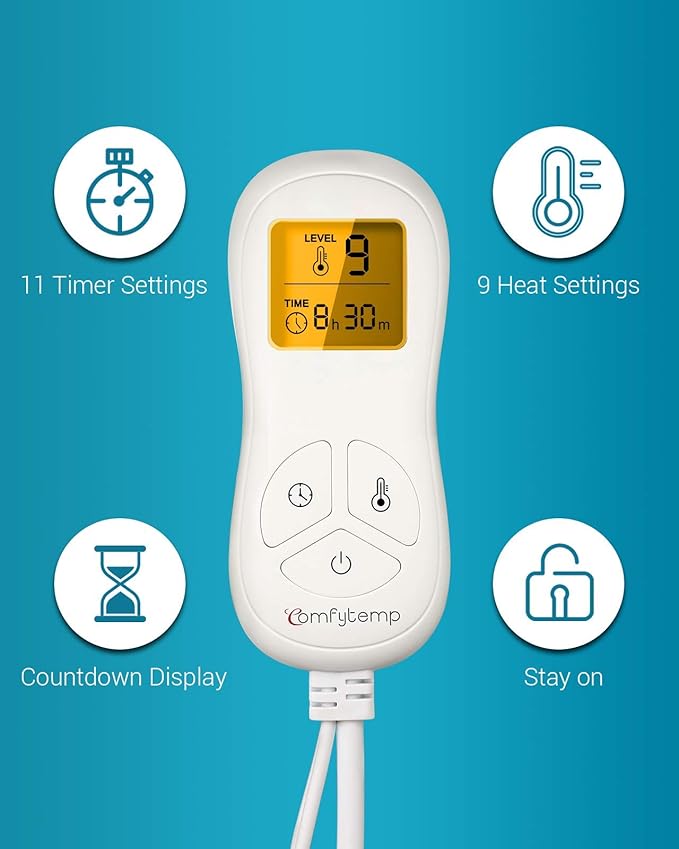 Made with soft flannel fabric, the Comfytemp heating pad is not only elegant in texture but also machine-washable for easy maintenance. Just remove the controller before washing and avoid tumble-drying to keep it in pristine condition. Experience maximum comfort and relief with the Comfytemp Neck and Shoulder Heating Pad. Description by ChatGPT.