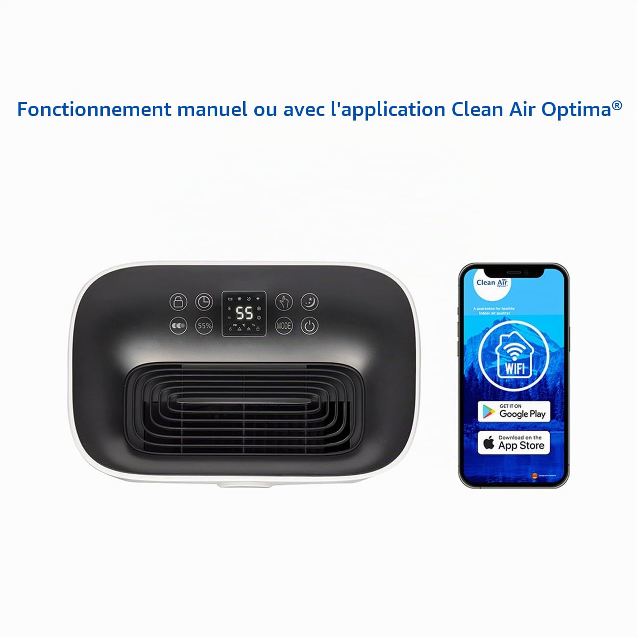 Clean Air Optima CA-706 Smart - 2en1: Déshumificateur & purificateur d’air - Idéal pour 70m² / 175m³ - Performance jusqu’à 20 litres/jour