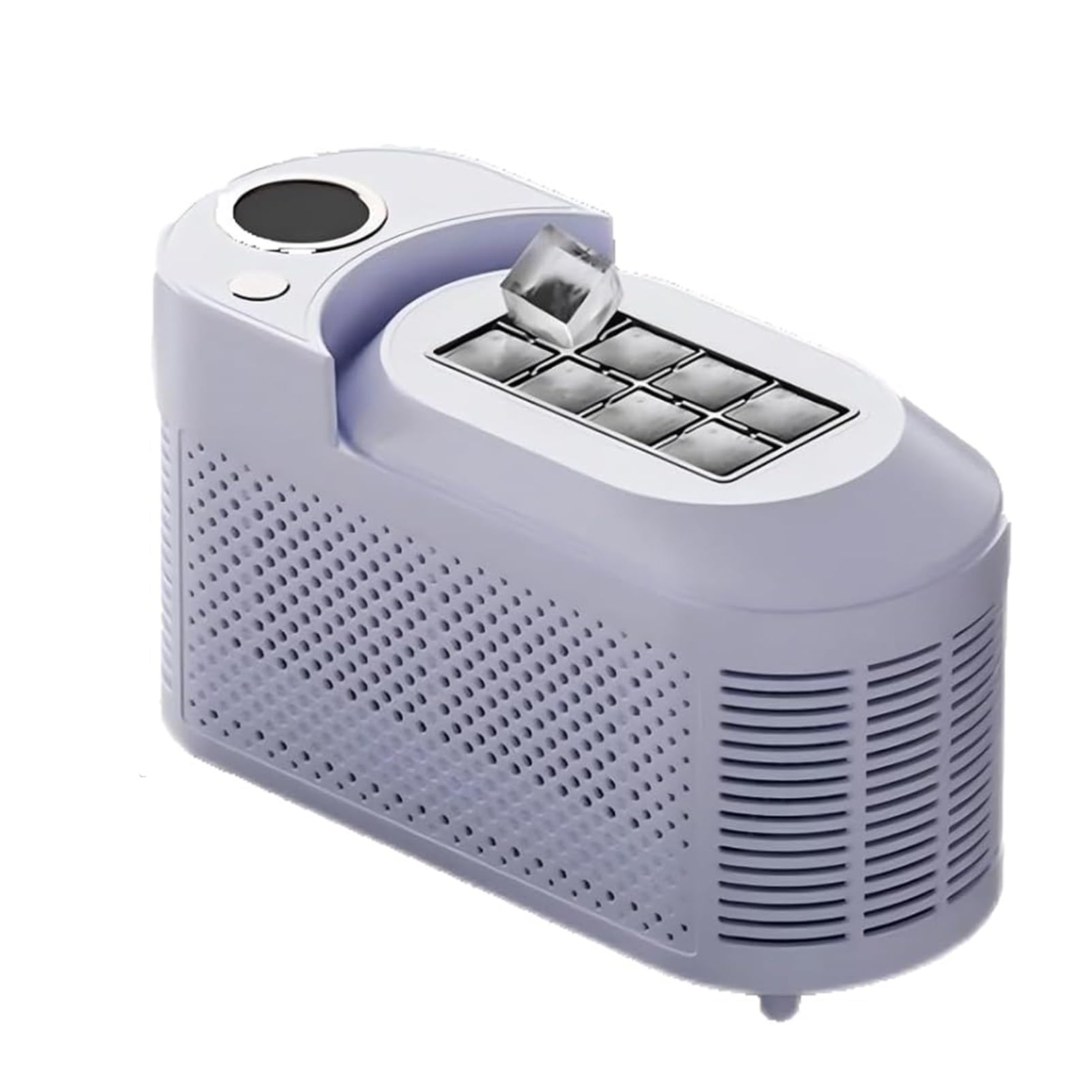 Máquina portátil for fabricar hielo, ideal for el hogar, el escritorio o el camping: 8 cubos en 15 minutos, funciona con coche y CA/CC, fácil de rellenar y limpiar, hielo hueco rápido (0,8 l)(Purple)