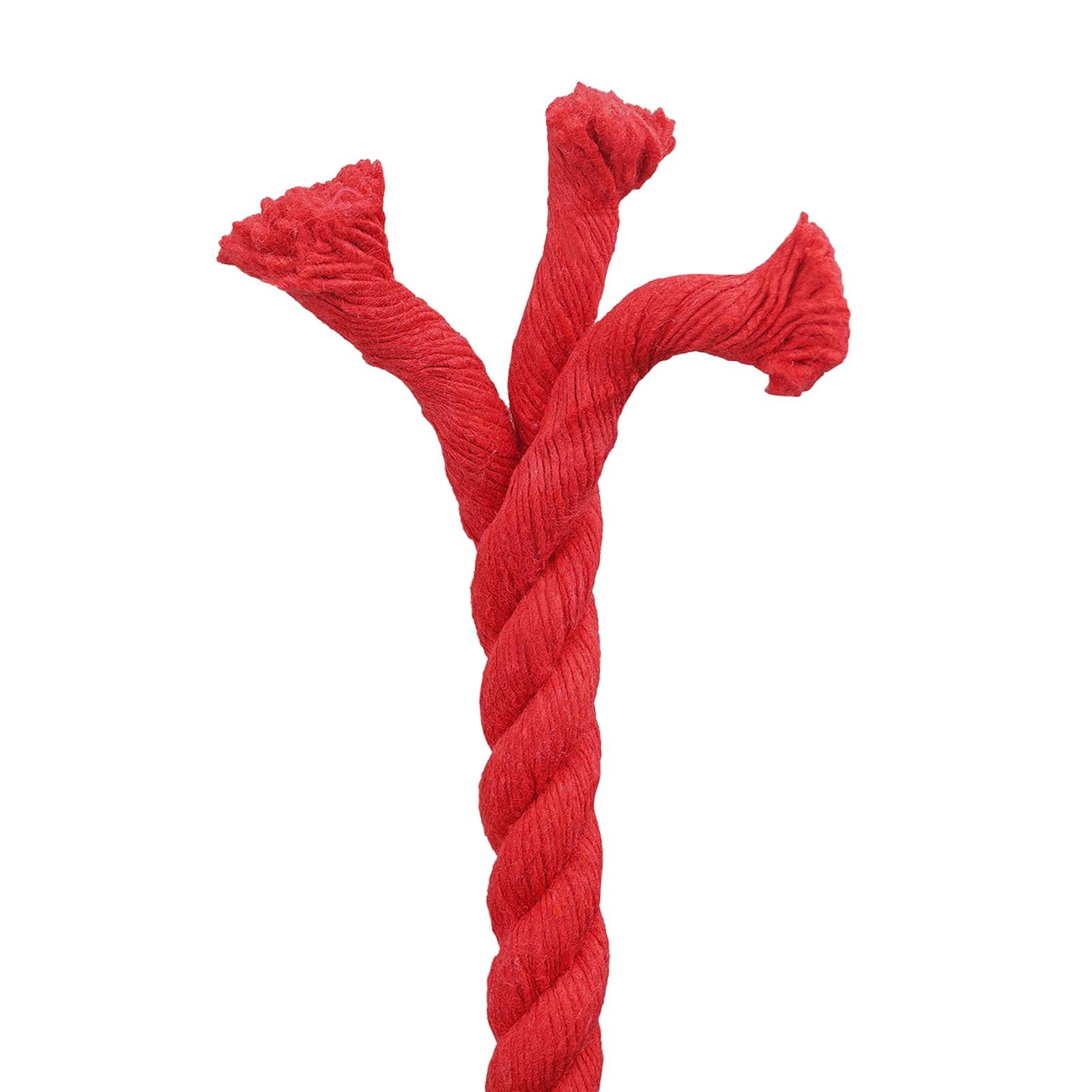 Cuerda de algodón rojo de 1,6 x 1,6 x 5000 cm, 3 capas, cuerda de cuerda o cuerda para manualidades, macramé, decoración, fijación al aire libre y jardín, fácil de agarrar