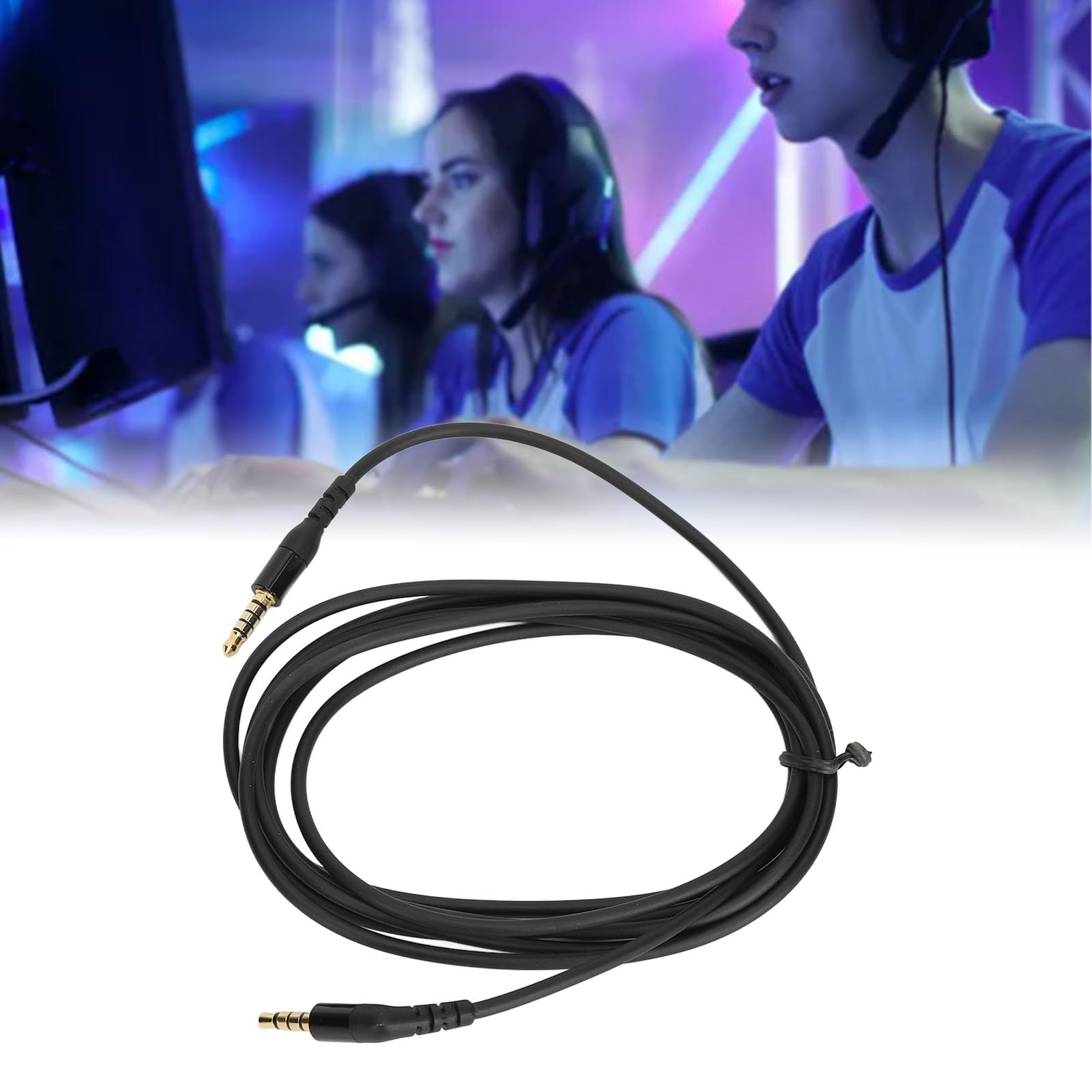 Fockety Zamienny kabel audio, 3,5 mm, 5-biegunowy, zamienny kabel kompatybilny z Nova 7 / Nova Pro, zestaw słuchawkowy do gier, kąt 135 stopni, 2 m (czarny)