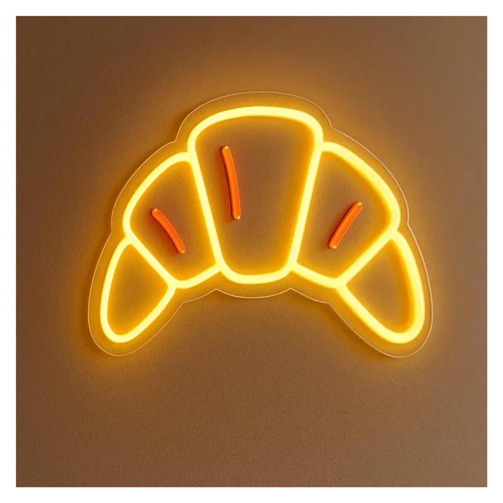 XENITE Hanging Art Neon Signs Croissant Neon Sign Dimmable for Bakeries, Cafes Wall Decor Breads with Steam On Top 43cm