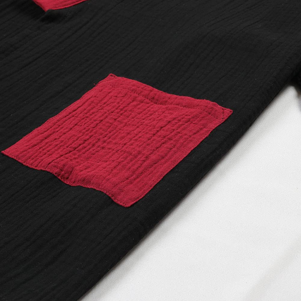 un-brand Kimono japonés para hombre, bata de algodón de doble gasa, talla grande, ropa zen, ropa taoísta (talla L, B2)