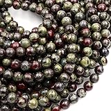 Zenkeeper 108 Pcs Dragon Blood Jasper Beads for Jewelry Making 8 MM Dragon Blood Gemstones Loose Stone Beads for Bracelet Making