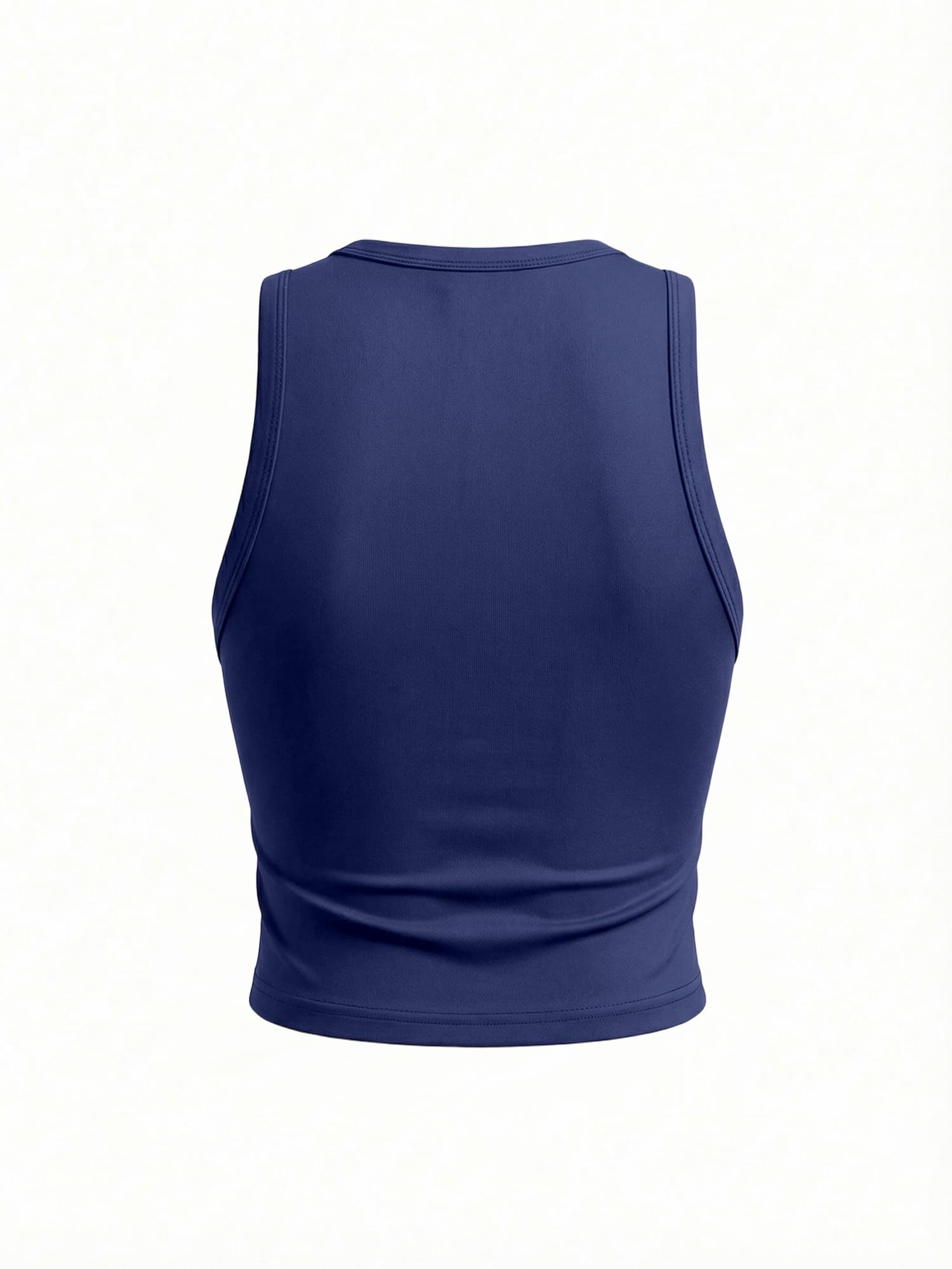 Camiseta corta atlética y elegante de cuello alto para mujer, acanalada, sin mangas, para ropa de calle y gimnasio — view 5