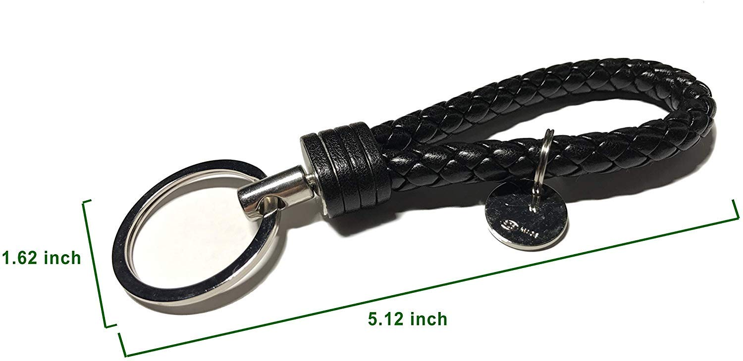 Handwoven Leather Keychain Ring Holder - 2 Pack Braided Strap For Car Keys, Wallets & More - View #3