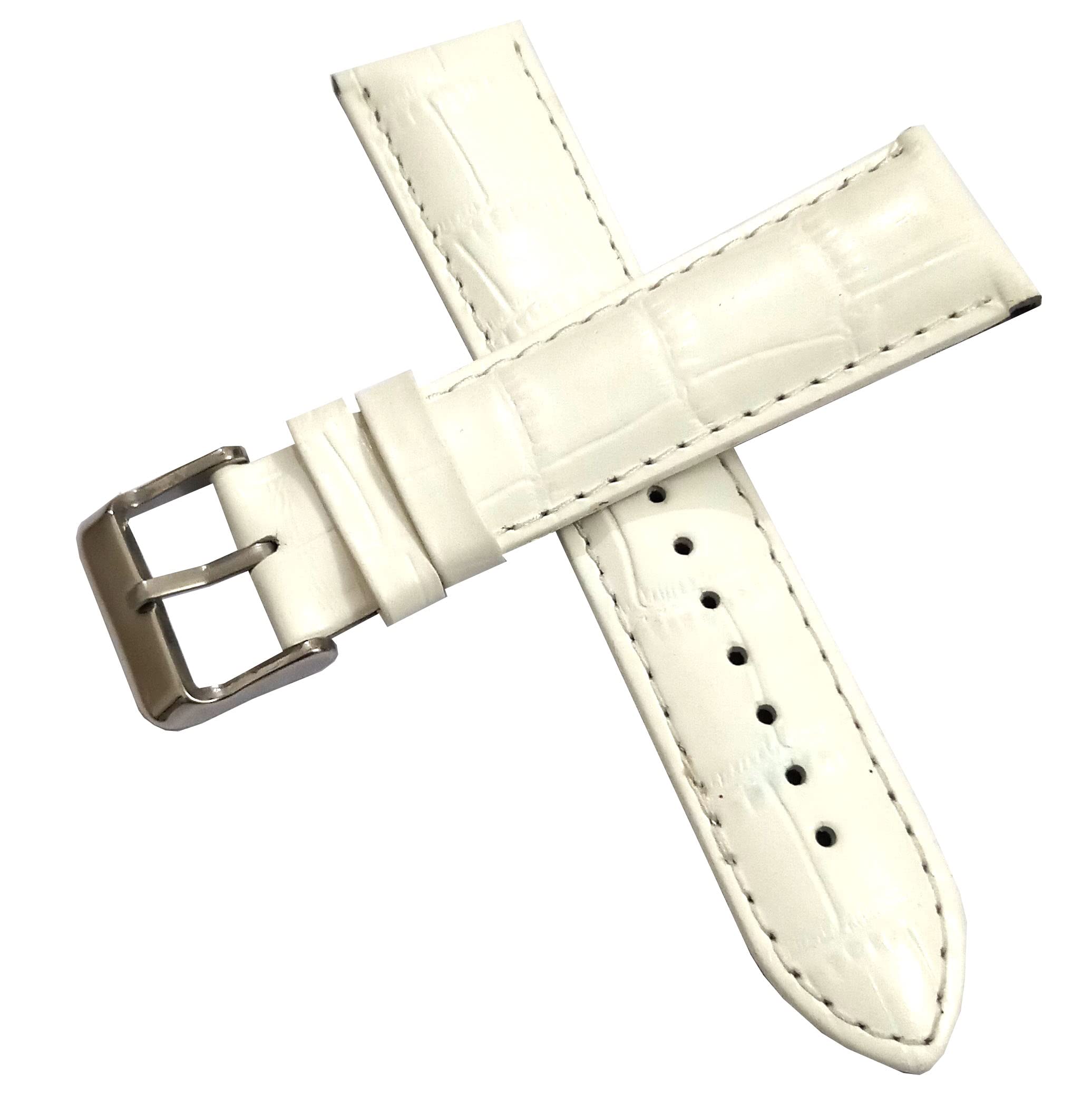 Ewatchaccessories 22mm Genuine Leather Watch Band Strap Fits ECO-DRIVE PRIMO White With White Stich Pin Buckle (B09Q8R3D85) Amazon Price History, Amazon Price Tracker