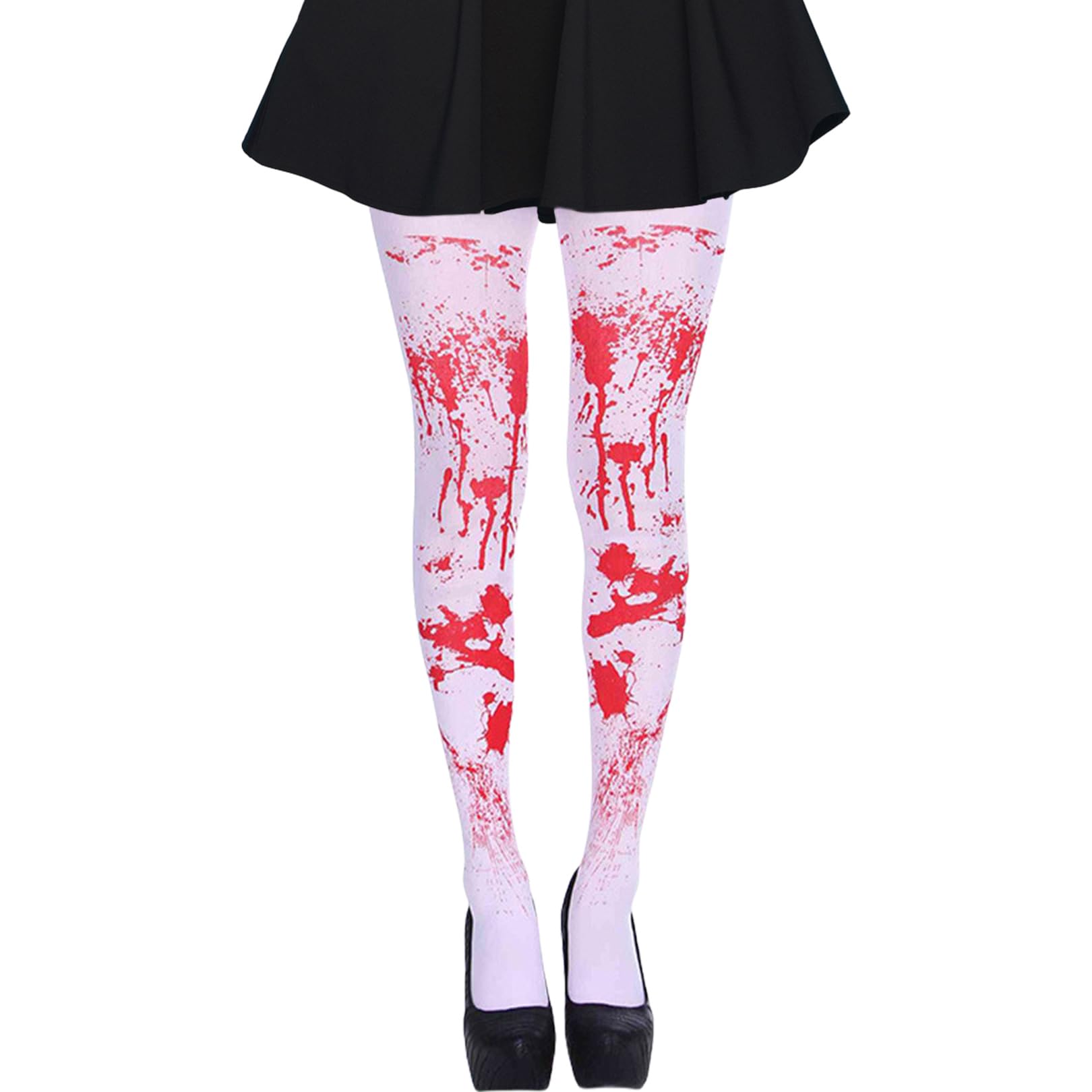 Halloween Tights for Women UK,Kids Adults Blood Stained Tights,Girls Zombie Cheerleader Horror Costume Fake Bloody Socks,White And Red Girl Nurse Leggings,for Haloween Clown Bride Costumes Accessories