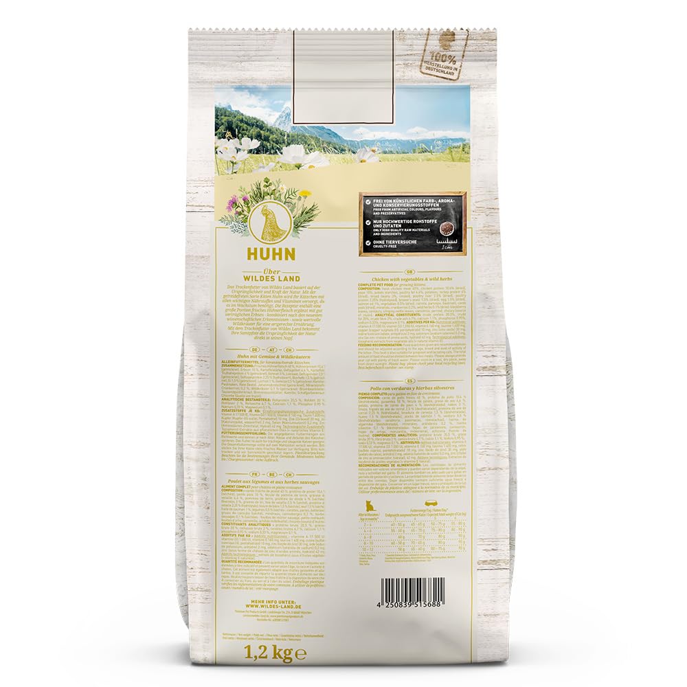 WILDES LAND Comida Seca para Gatos Pollo Gatito 1,2 kg. Lote de 4 Unidades