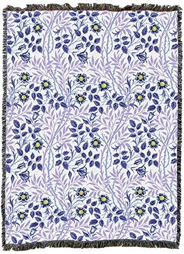 Image of Pure Country Weavers William Morris Sweetbriar Lavender Blanket XL - Arts & Crafts - Gift Tapestry Throw Woven from Cotton - Made in the USA (82x62)