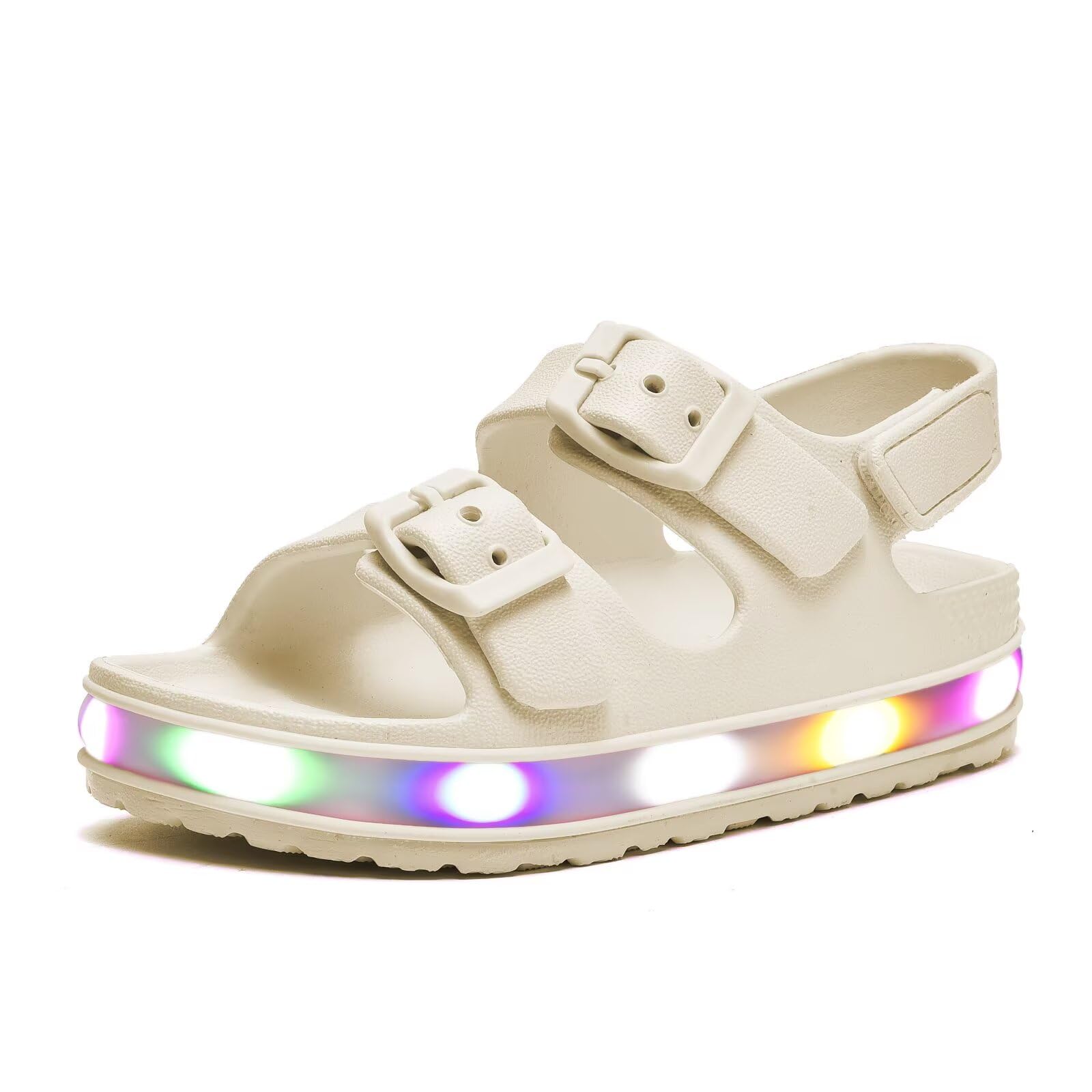 GULAKY Kinder Sandalen Mädchen Light up Badelatschen Wasserschuhe Hausschuhe Junge Kindergarten LED-Streifen Schlappen Verstellbare Schnalle Rutschfeste Klettverschluss Sandaletten Sommer