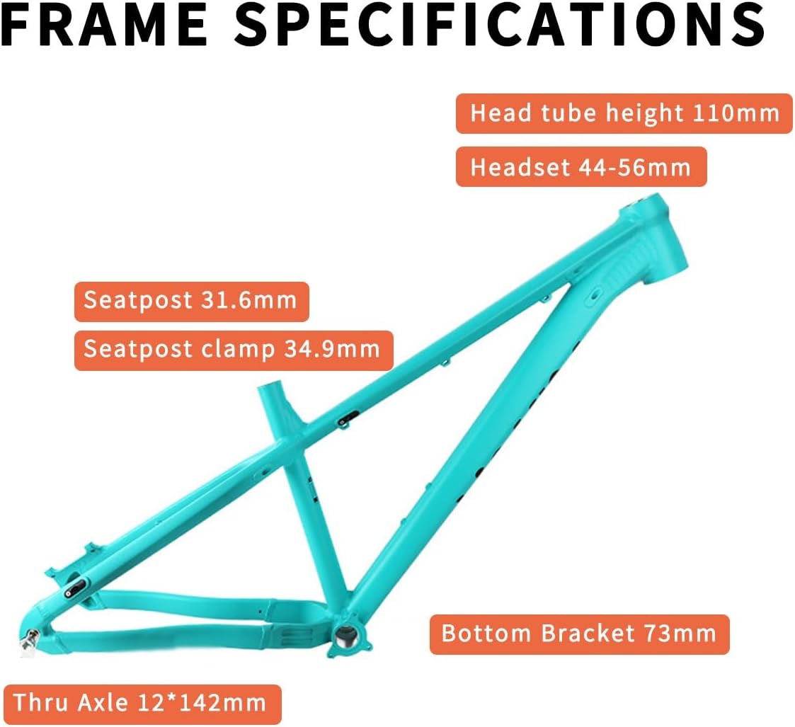 Hardtail Mountain Bike Frame 27.5ER AM Dirt Jump Frames 15" Aluminum Alloy Bicycle Frame Thru Axle 12 * 142mm Internal Routing