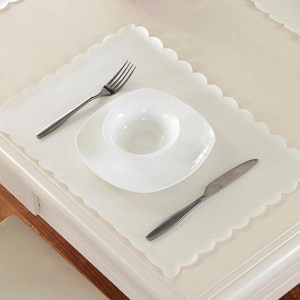 Ölbeständiges Isolierpad, Stoffuntersetzer im europäischen Stil, Tischflagge, Tischdecke, Geschirr, Pink, 30 x 45 cm ,Hitzebeständige Tischsets(Rose Silvery White,30*45cm placemat (two packs))