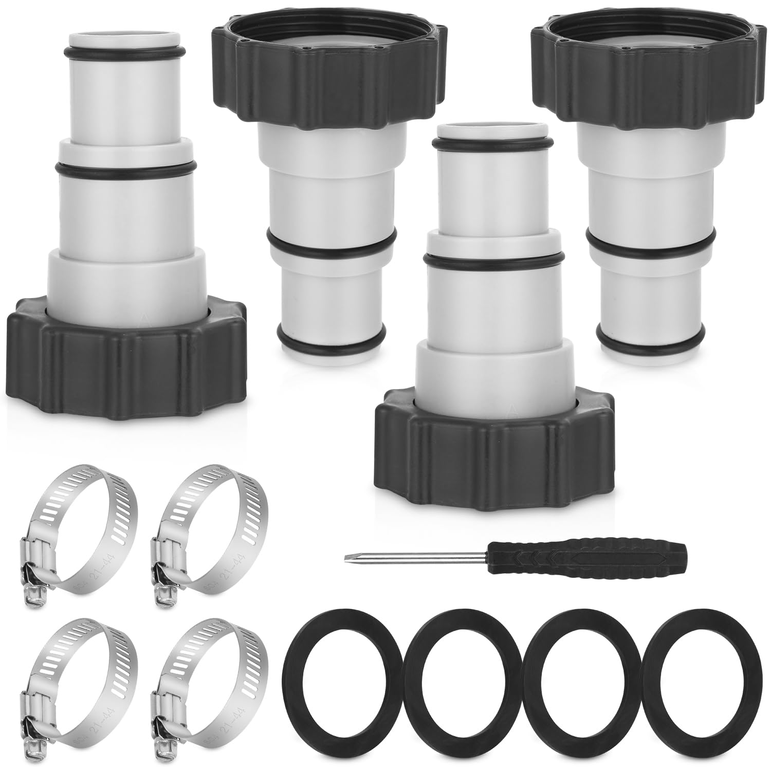 Adapter węża basenowego 4PCS, adapter do basenu Intex, zestaw adaptera węża basenowego, adapter węża do pompy, złącze do węża basenowego Ø 32 i 38 mm, adapter węża basenowego
