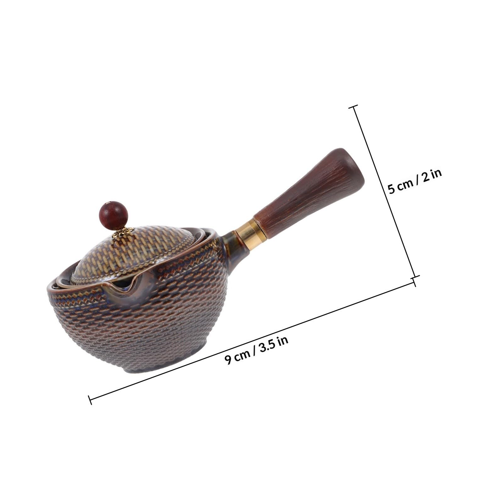 POPETPOP Tetera Cuerpo de Acero Inoxidable y Madera Marrón Cerámica Resistente al Calor Filtro Fácil de Limpiar para Hacer Té Kung Fu en Casa