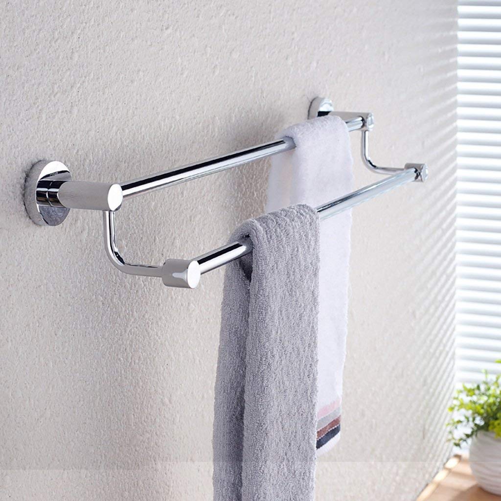 Toallero de baño de pared con doble varilla en acero inoxidable cromado