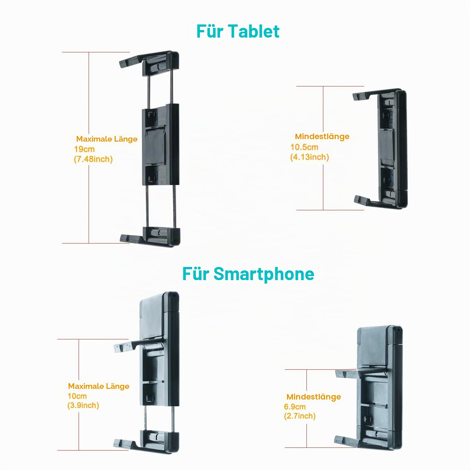 TFY KFZ-Halterung, Auto-Kopfstützen-Halterung für Handys und Tablets, kompatibel mit Geräten mit einem 12,7 bis 26,7 cm (5 bis 10,5 Zoll) großen Bildschirm (Black)