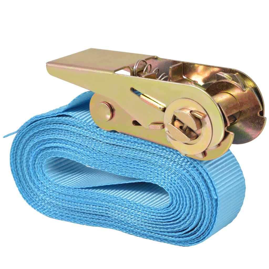 Ratschen-Spanngurte aus Polyester Blau 6m×25mm 4 Stück 0,8 Tonnen Zurrkraft Zurrgurte mit Ratsche für Ladungssicherung Transport Verzurren Camping Umzug Auto Motorrad