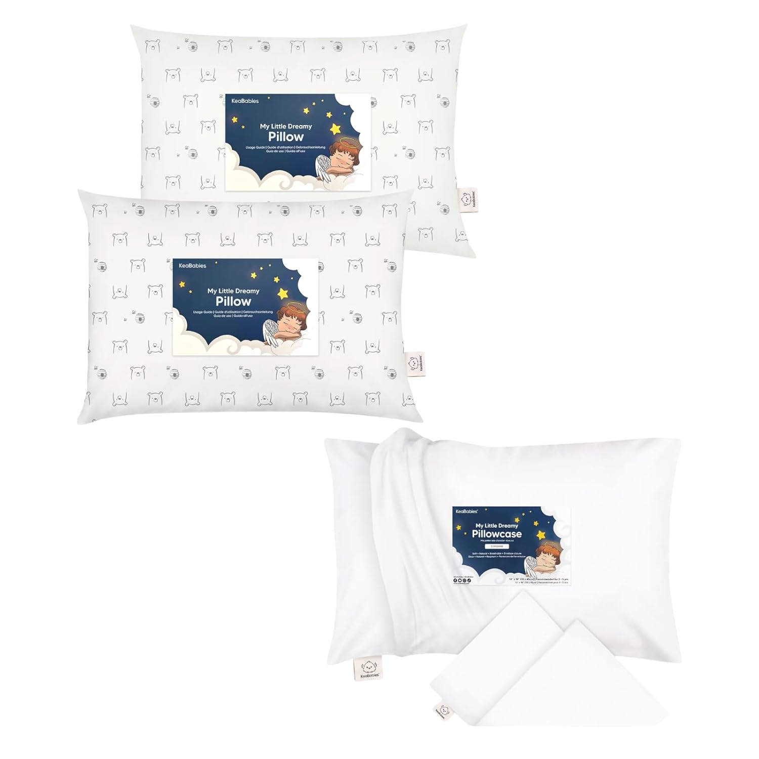 KeaBabies 2-Pack Toddler Pillow and Toddler Pillowcase for 13X18 Pillow - Kids Pillows, Soft Cotton Toddler Pillows for Sleeping - Toddler Pillow Case for Boy, Kids