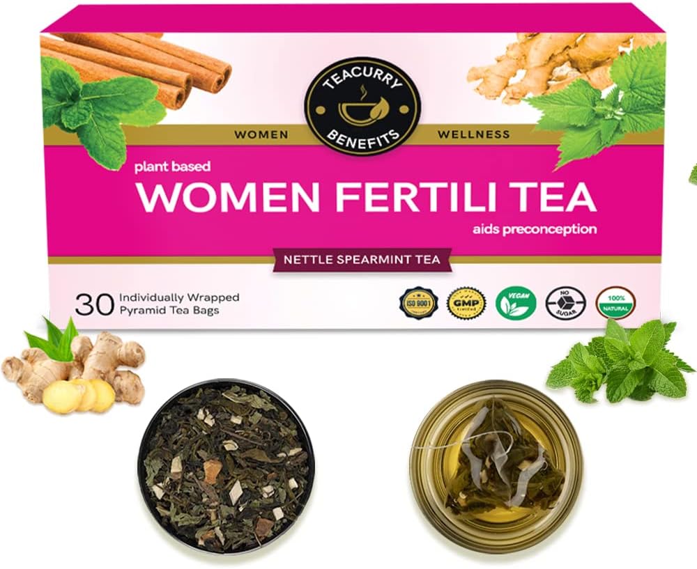 TEACURRY Women Support Tea|1 Months,30 Teabags- Spearmint,Asparagus,Shatavari,Nettle|Helps With Hormonal Balance,Tubal Blockage,Fibroids&Menopause.,2 grams