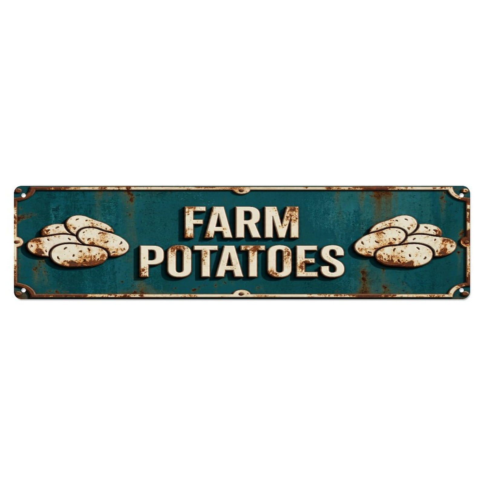 Metal Tin Sign FARM POTATOES Vintage Root Rustic Farmhouse