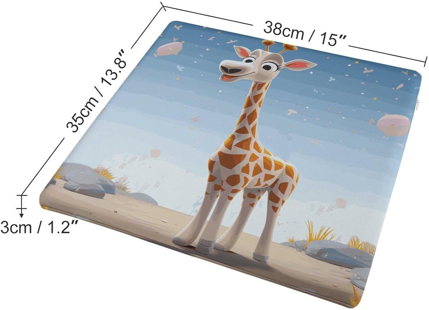 Cartoons Giraffe Chair Cushion Floor Pillow Stool Cushion | Cushions with Removable Cover with Square Memory for for Chair Living Room Balcony Office Sofa,13.8*15*1.2 Inch