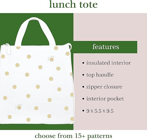 Miniatura 3 de Kate Spade New York Bolsa de Almuerzo Refrigeradora Portátil Suave, Bolsa Térmica con Forro Interior Aislante Plateado y Bolsillo de Almacenamiento,