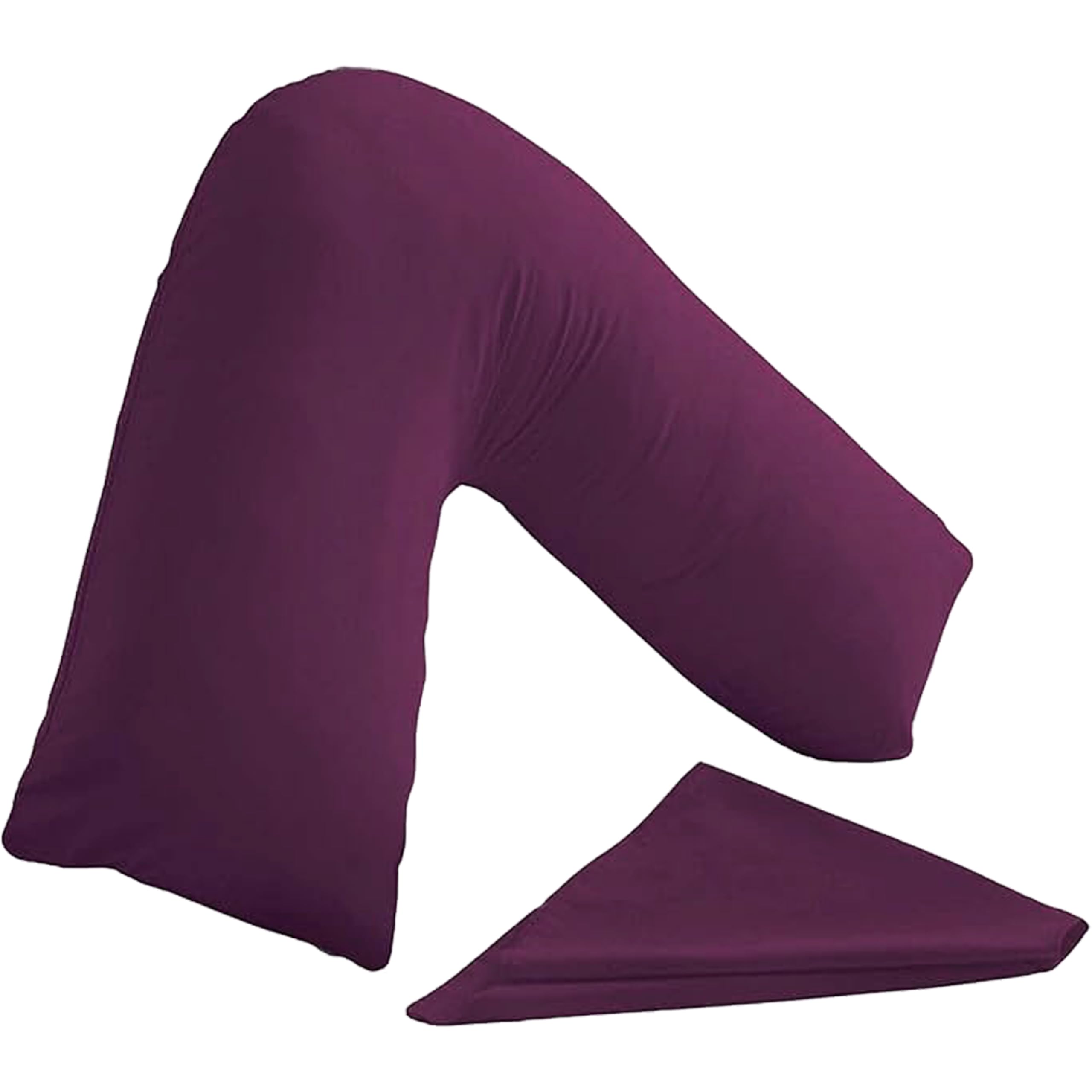 I&S Home Plum V Shaped Pillow With Pillowcase - Comfortable Triangle Pillow - Orthopaedic, Maternity And Pregnancy Support Pillow, Extra Filled Hollowfibre Soft Support For Neck, Back & Shoulder