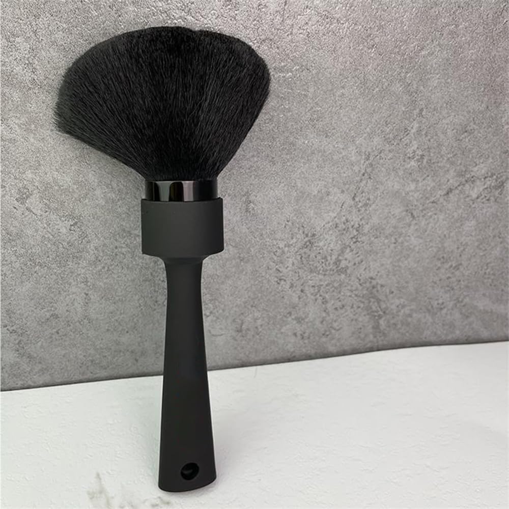 POFET Cepillo para el cuello de la cara, cepillo suave para el pelo para la limpieza del pelo, cepillo profesional de peluquería con mango largo para peluquería, hogar y salón (negro)