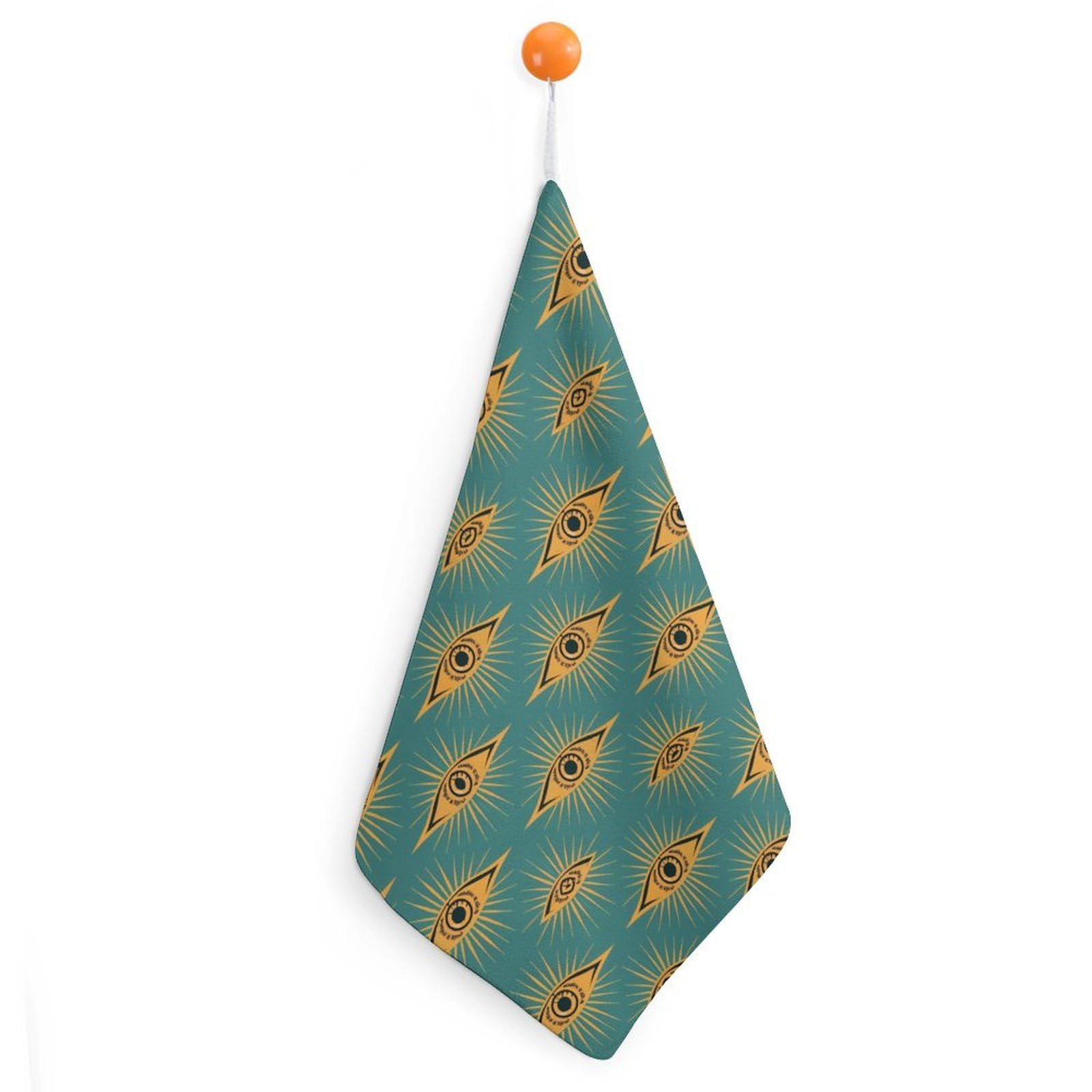 CGSBNGHA Green Evil Eye Moon Hand Towel Hanging Face Towels Cleaning Cloths Handkerchief for Bathroom Kitchen