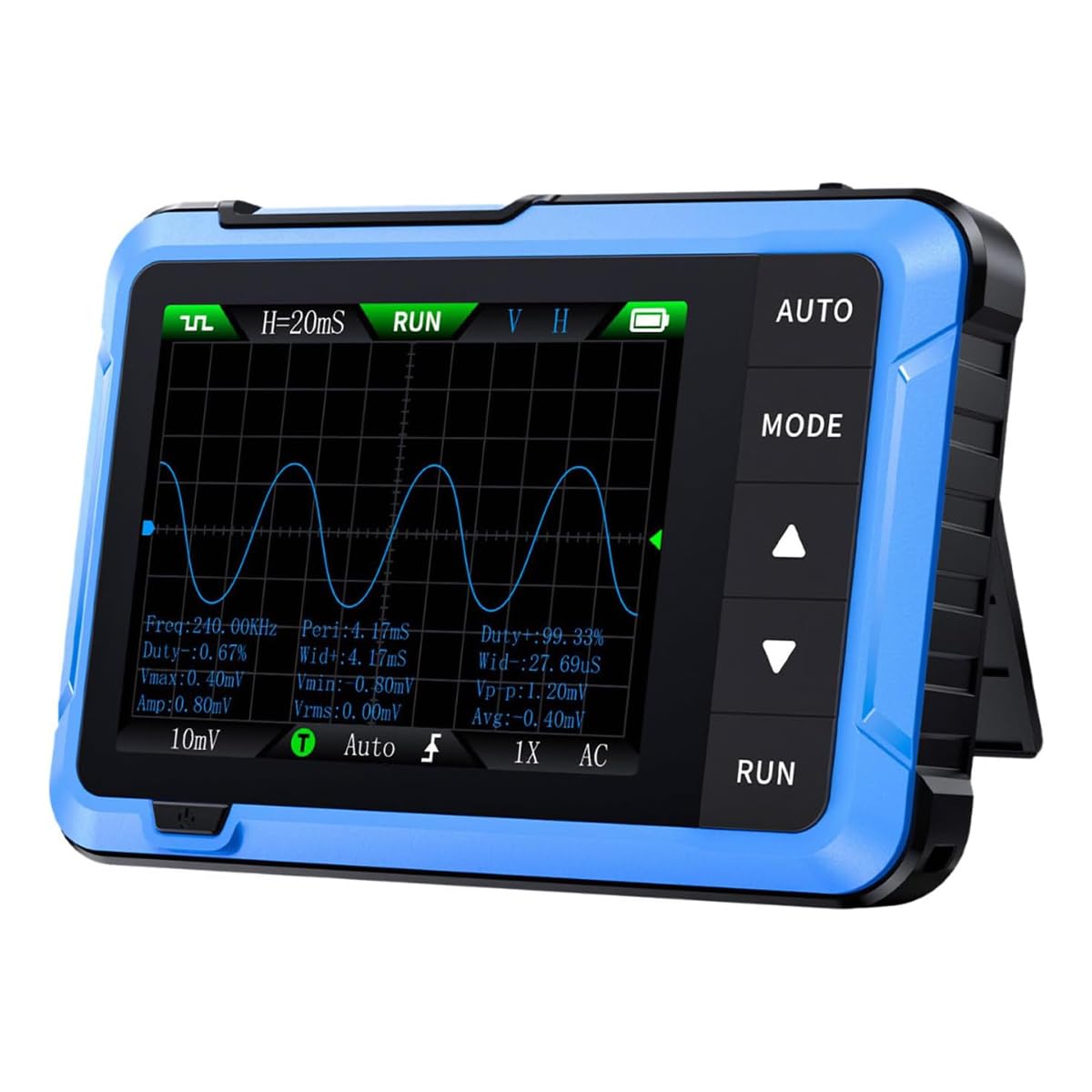 DollaTek Mini-Handoszilloskop mit intelligentem Digitaldisplay Multifunktions-Signalgenerator 2-in-1 Abtastrate 48 MS/s Echtzeit-Wellenform-Updates tragbares Oszilloskop
