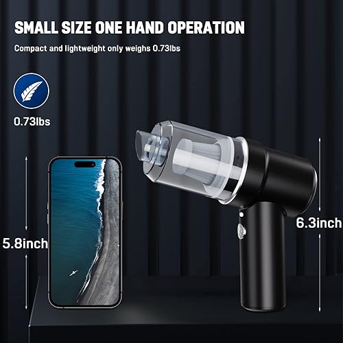 Miniatura 6 de Lovyi Aspiradora inalámbrica, mini aspiradora de mano, aspiradora de automóvil pequeño con LED, plumero de aire eléctrico y aspiradora 2 en 1