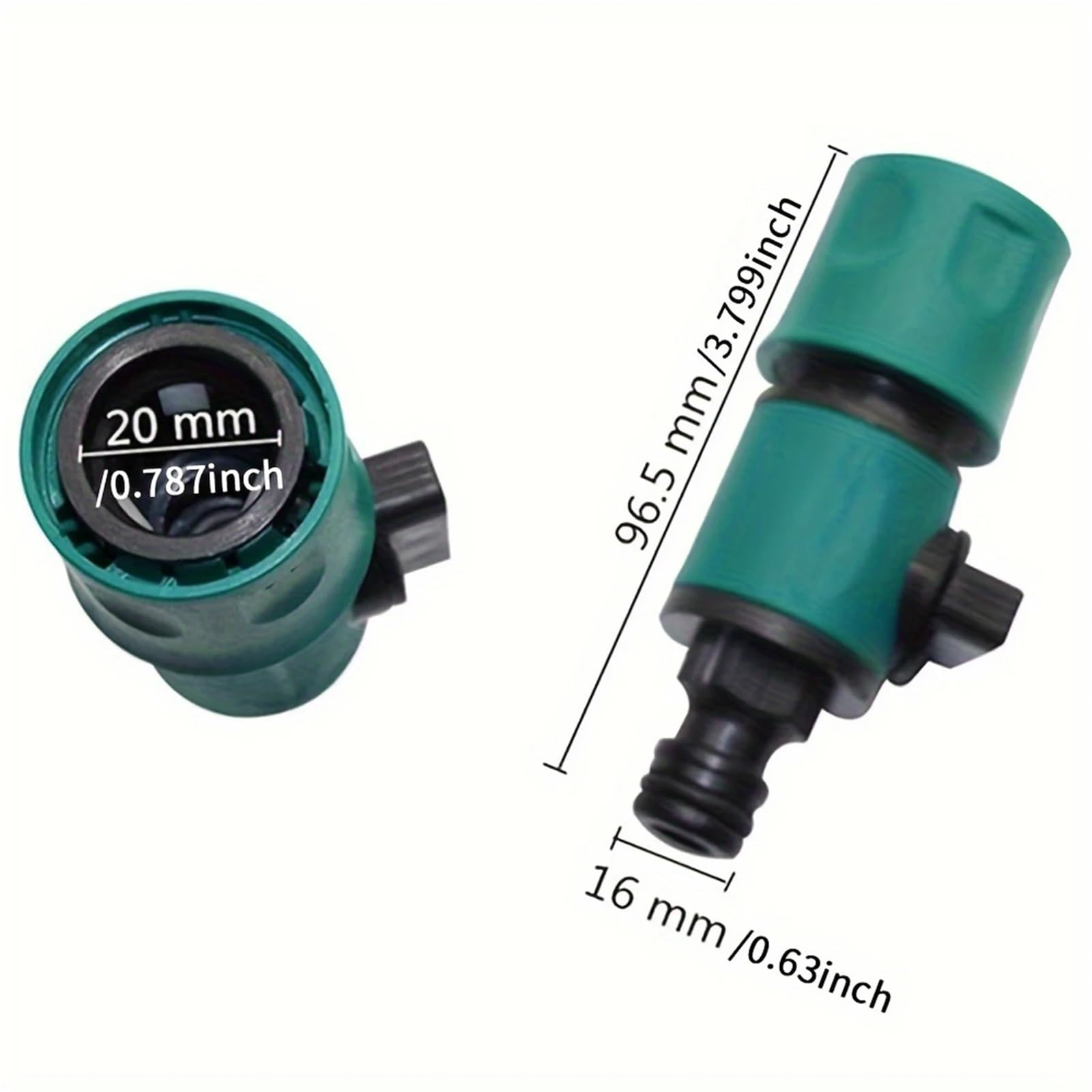 Tubo Flessibile da Giardino 16 mm, Rubinetto in Linea, valvola di intercettazione, Raccordo for irrigazione, Agricoltura, connettore rapido con 1 Pezzo