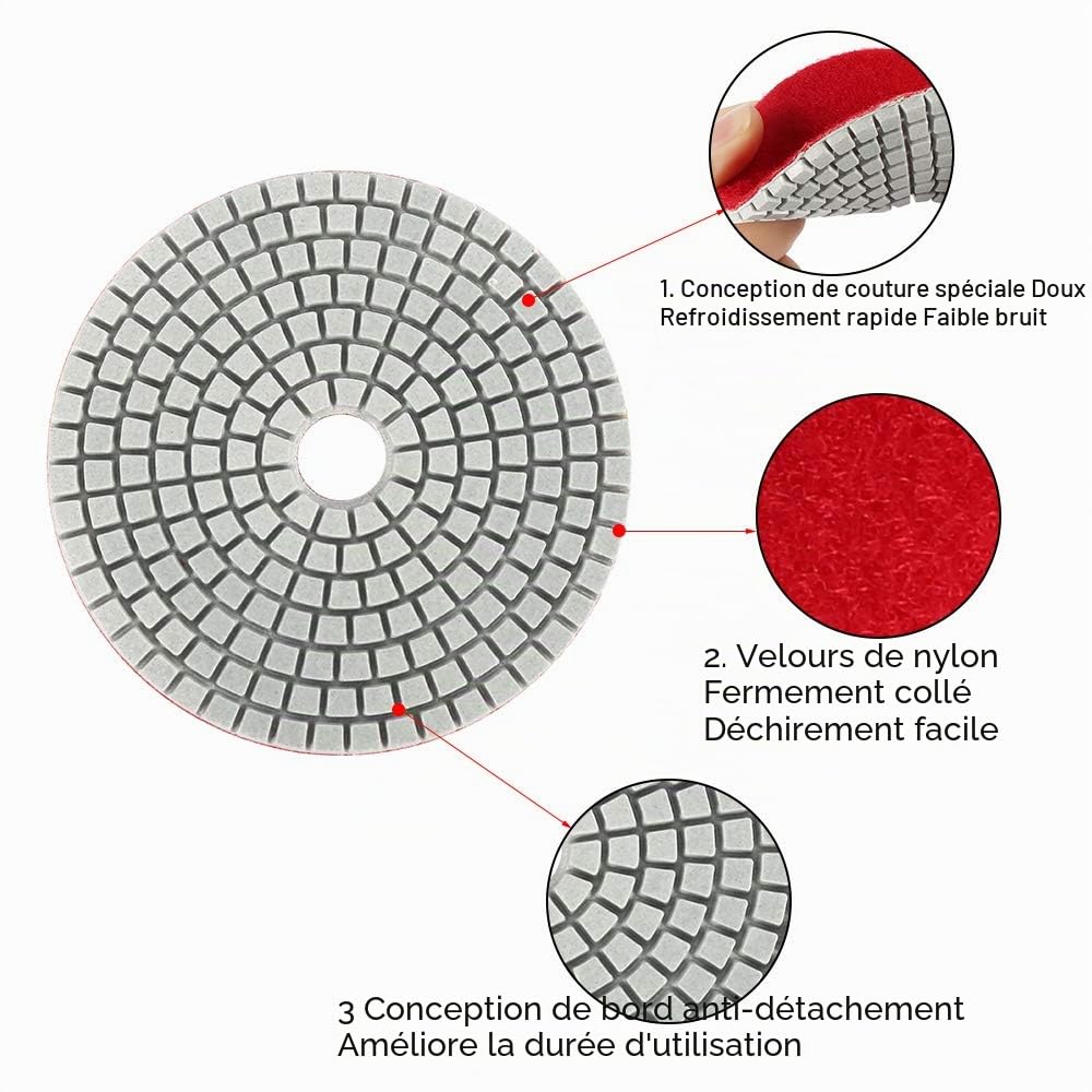 Diamant disques de polissage,Humide/Sec ,4 pouces Diamant Polishing Tampon abrasif pour granit marbre béton sol pierre Pour Meule d'angle