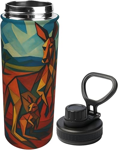 Miniatura 2 de Kangaroos and Cub - Hervidor de agua aislado de acero inoxidable  Botella de agua divertida impresa aislada  Ideal para deportes y viajes