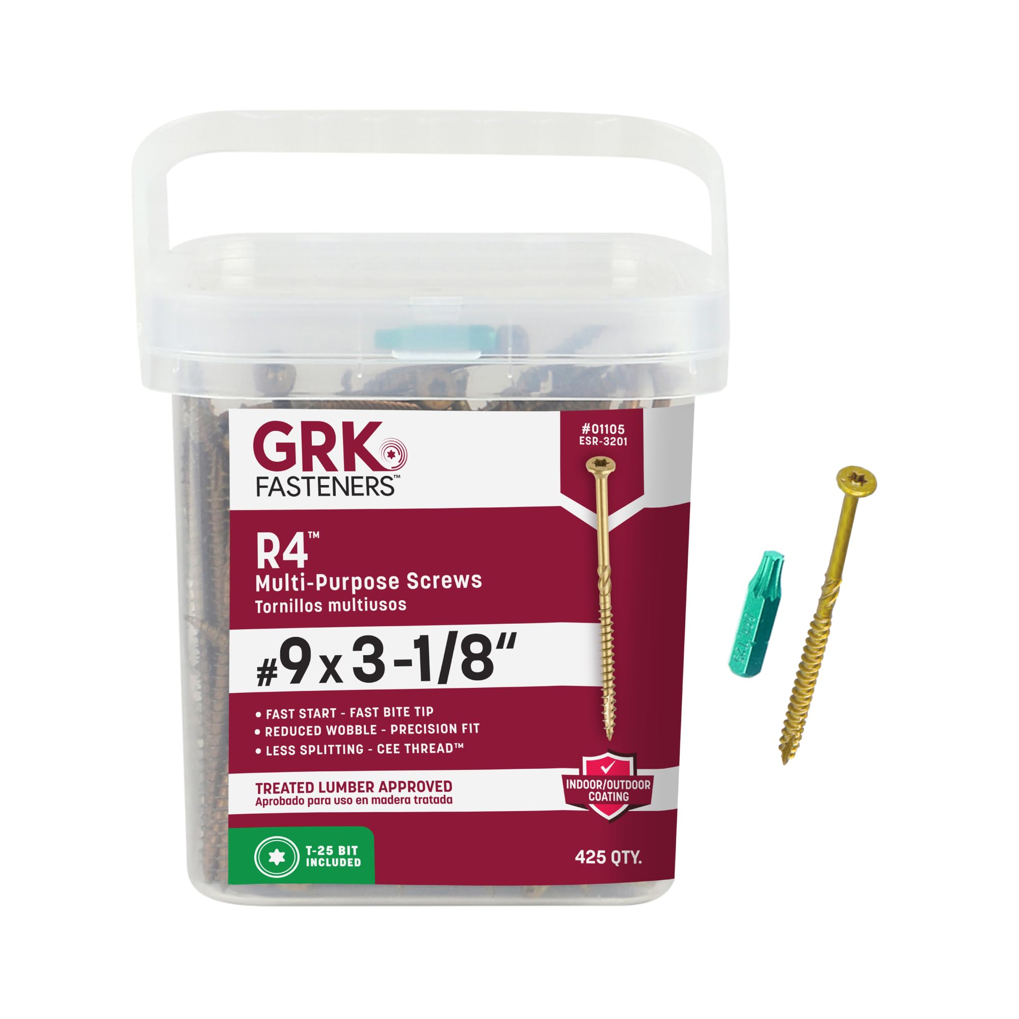 GRK Fasteners R4™ #9 x 3-1/8 Inch, Multi-Purpose Framing Screws