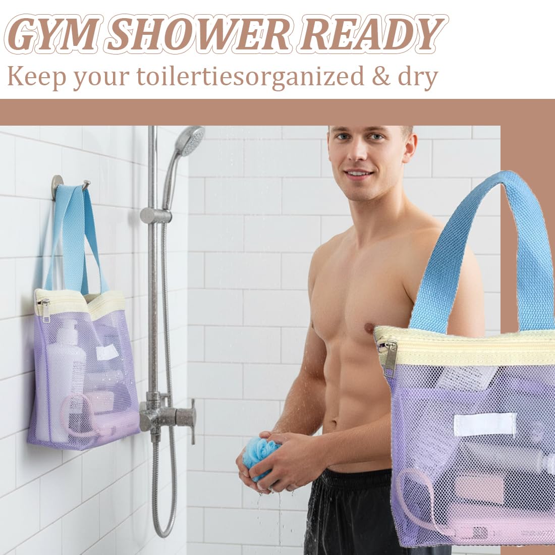 Bolsa de Ducha de Malla, Bolsa de Playa Portátil de Gran Capacidad, Organizador de Baño, Neceser Playa Transparente, Bola Bañador Mojado, Con Asa, Para Viajes, Gimnasio, Natación, Plaa