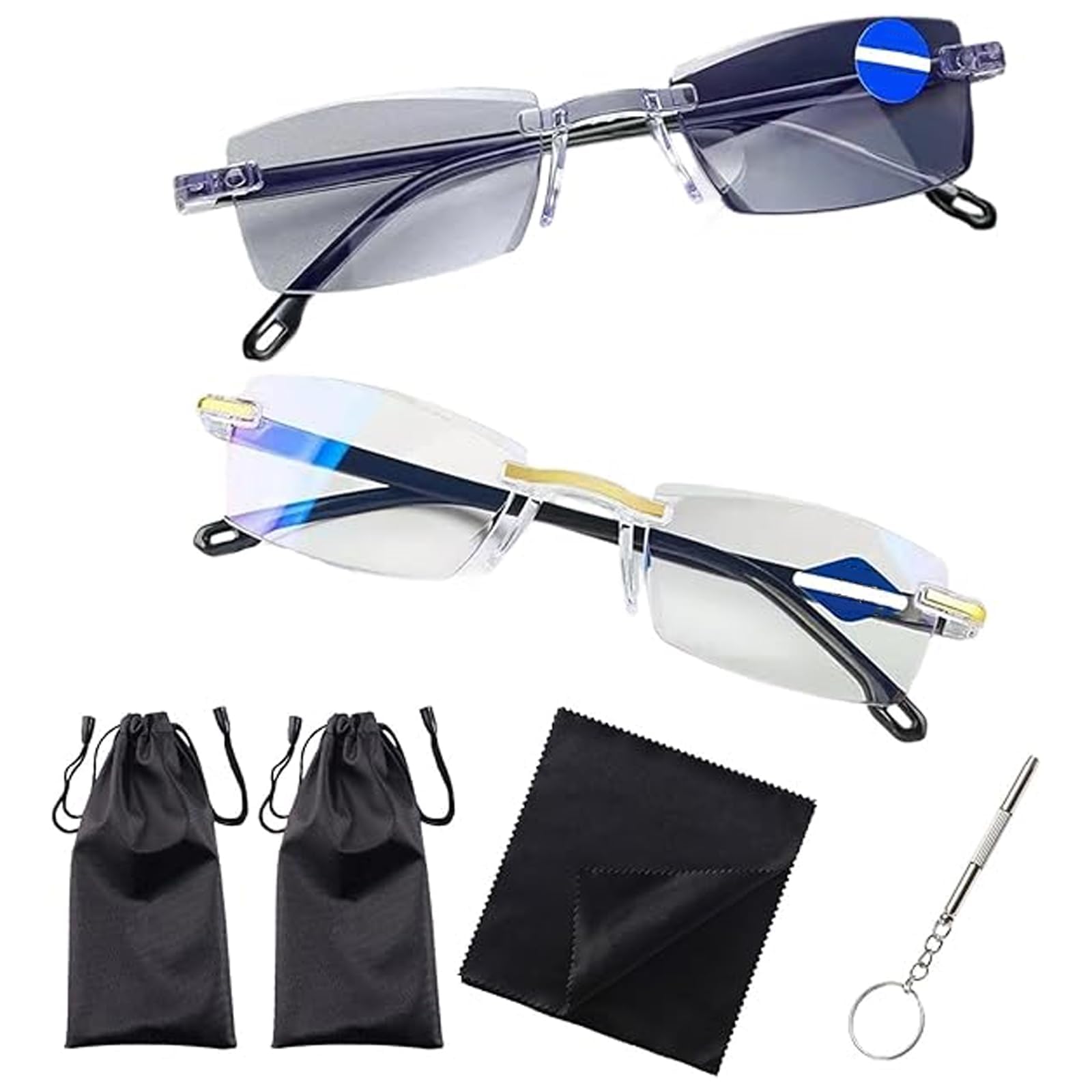 2 Pairs Generic Auto Focus Progressive Reading Glasses, Self Adjusting Auto Zoom Eyewear for Men Women, Adjustable Focus Glasses for Digital Reading & Professional Use with Cases and Tools-image-3