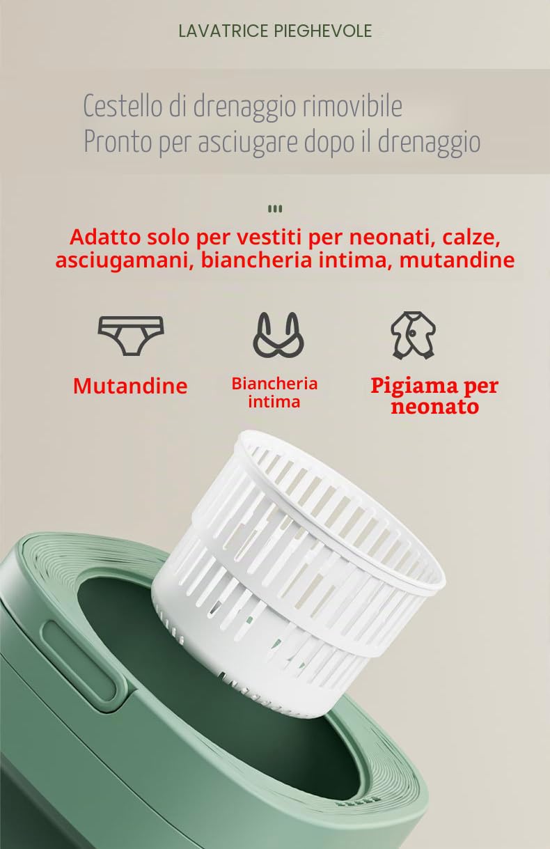 TEMU-SC 12L Lavatrice portatile, Mini lavatrice portatile, Lavatrice da campeggio per Casa/Viaggio/Campeggio/Dormitorio/Vestiti per Bambini/Calzini/Biancheria Intima[Energy Class A]