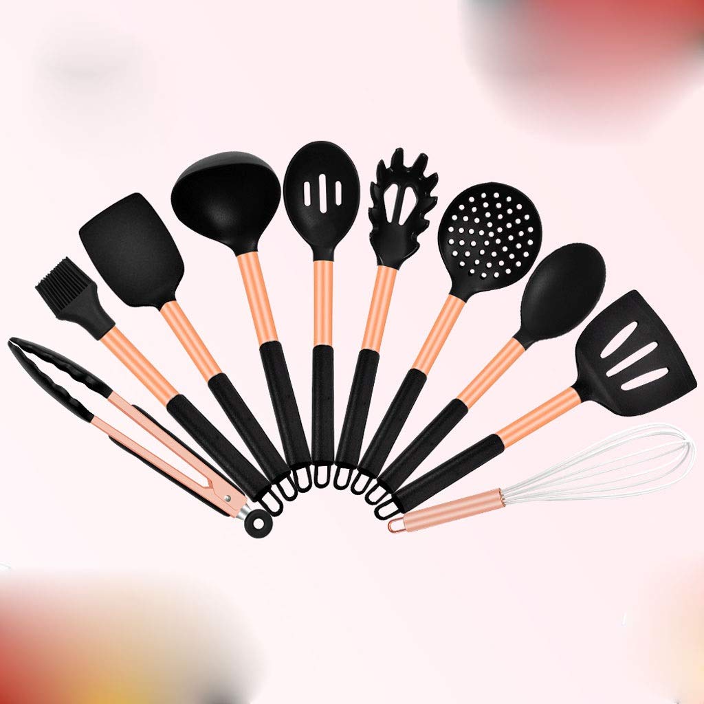 NGDFGR Stainless Steel Silicone Kitchenware Utensil 24Pcs Set Rose Gold Cooking Shovel Heat Resistant Baking Spatula Household Cookware,