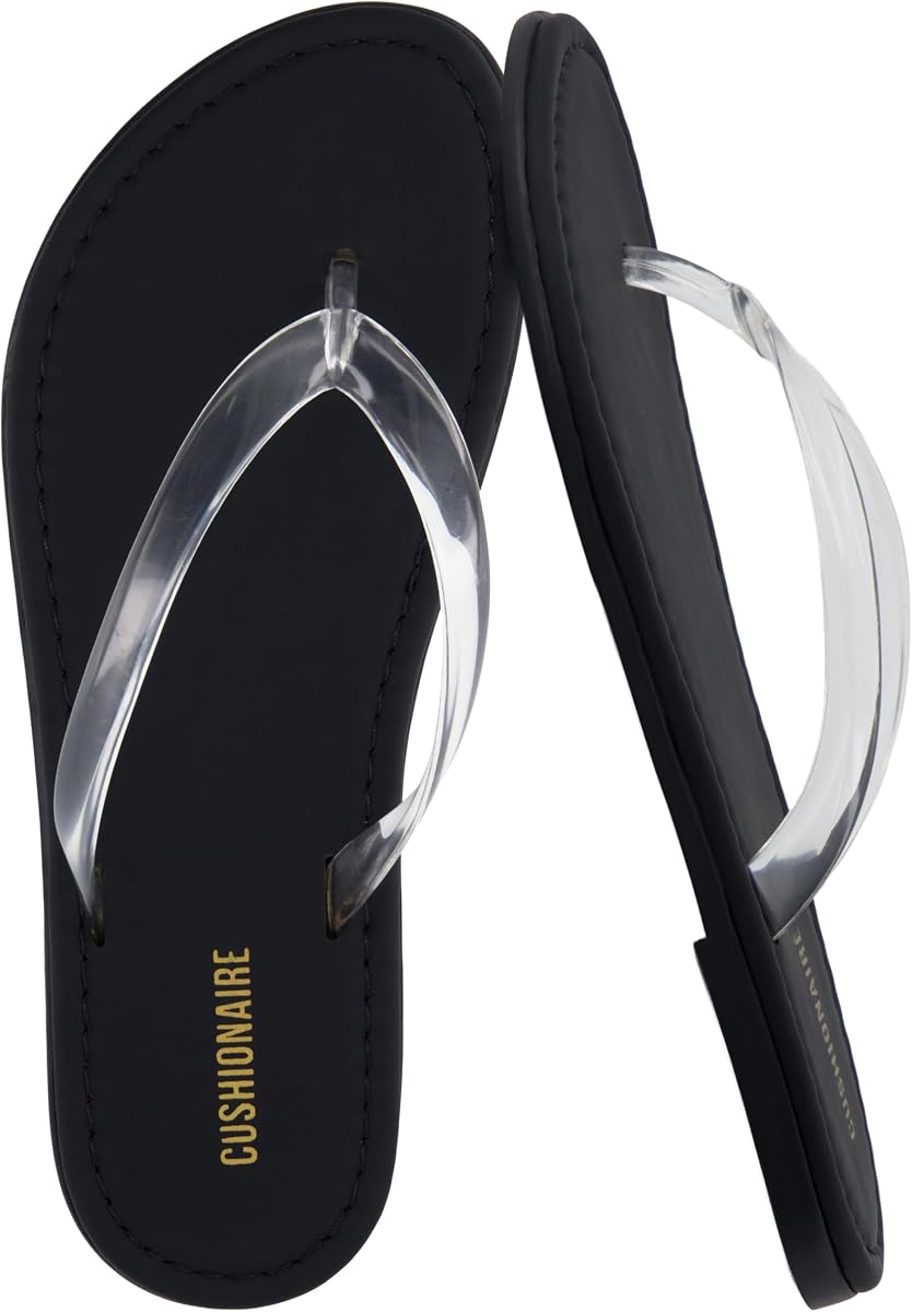 CUSHIONAIRE Surf Flip Flop Sandals for Women with Flexible Sole and Soft Jelly Strap, Lightweight Casual Slides