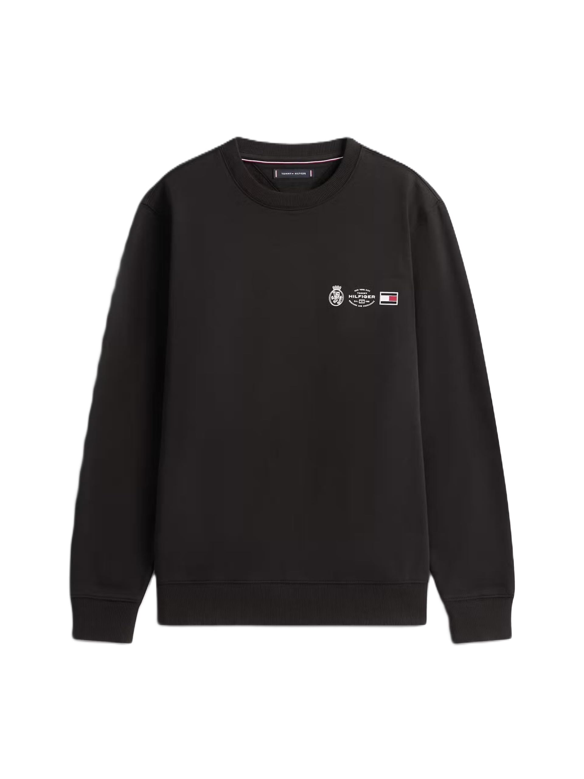 Tommy Hilfiger Męski SMALL CREST OUTLINE CREW NECK MW0MW40863 Pulower Bluza, Czarny, L, czarny (czarny), L