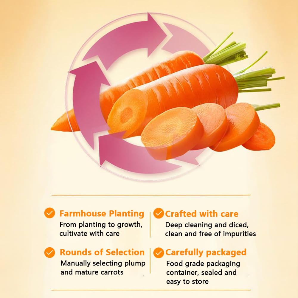 Freeze-Dried Diced Carrots - 1.76lb (28oz) Jar | Long Shelf Life Pantry Staple | Emergency Food, Cooking & Snacking | Vegan, Non-GMO, No Preservatives. Non-GMO Dehydrated Diced Carrots.