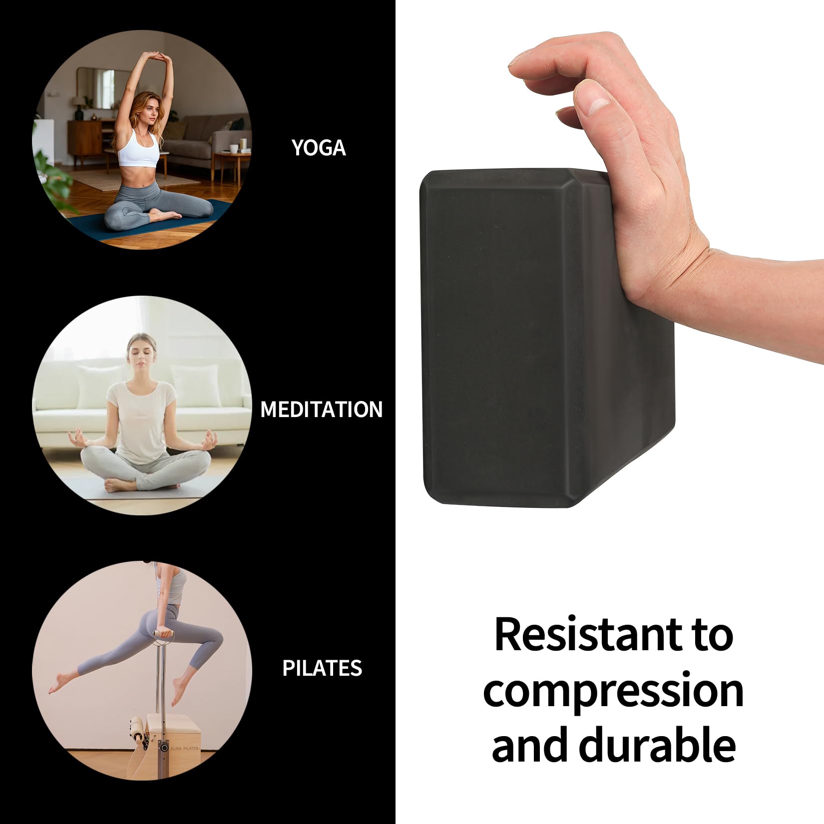 2 Pcs Brique Yoga Blocks, Briques de Yoga en Mousse EVA, Blocs de Yogas, Blocs de Pilates Haute Densité Antidérapants en mousse EVA pour Femme Hommes fitness gymnastique(29,9 x 22,9 x 7,6 cm)