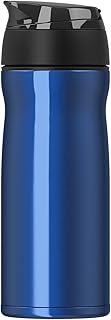 Thermos sous vide à double paroi en acier inoxydable – Bouteille isotherme avec passoire à thé & couvercle – 400 ml – Bleu