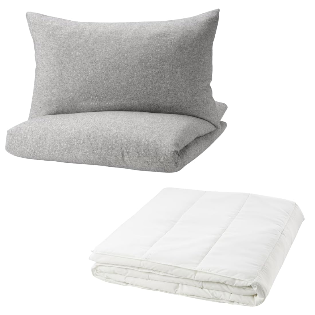 Ikea Queen Bedding Set, VÄSTKUSTROS Duvet Cover with SÄFFEROT Light Warm Duvet, Dark Grey and White Pattern, 240x220 cm with 2 Pillowcases-image-47