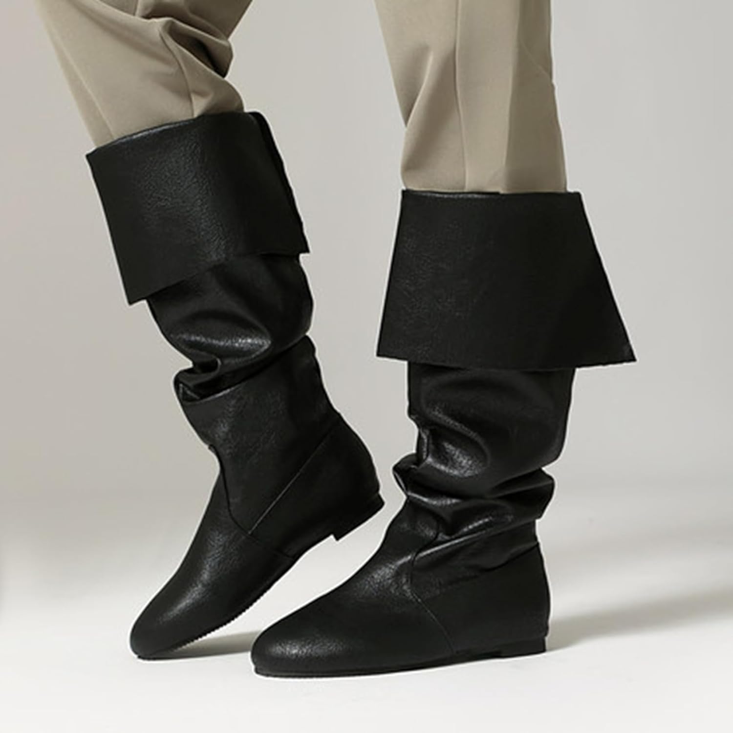 メンズ ロング丈 ウエスタンブーツ リングブーツ スクエアトゥ 刺繍 チャンキーヒール スリッポン ユニセックス ローヒール 騎士ブーツ [GUREITOJP] 骑士靴 メンズ ウエスタンブーツ ローマ風 乗馬ブーツ PUレザー ヴィンテージ 乗馬騎士ハイブーツ 秋冬