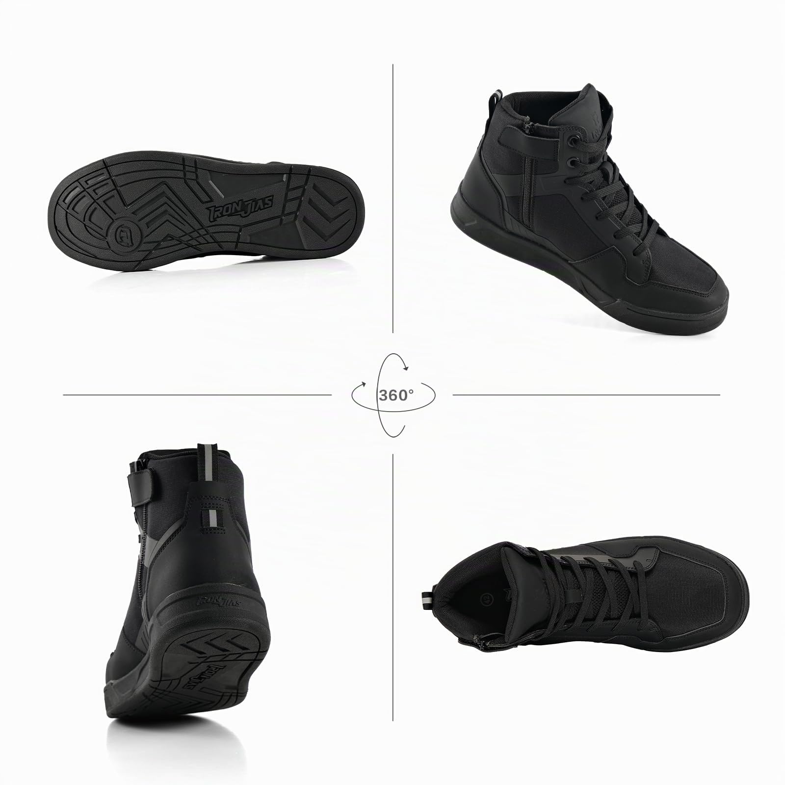 IRON JIA'S Botas Moto Hombre Todas Las Estaciones Impermeables Antideslizantes Transpirables Modernas y Cómodas Negro