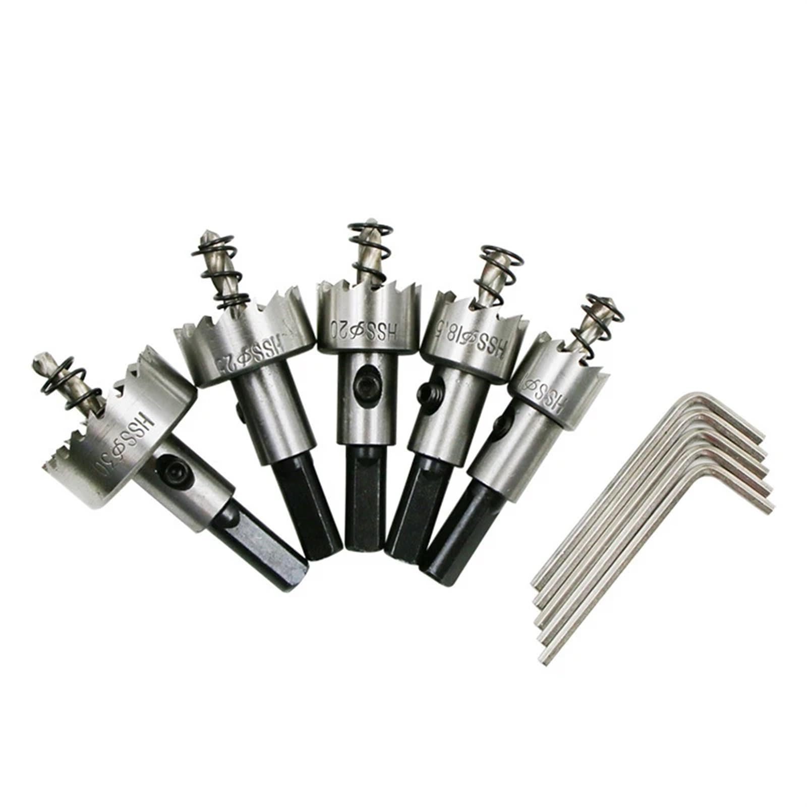 5 sztuk/zestaw wiertła HSS do drewna powlekanego tytanem, metalem, otwornicą, wiertła do elektronarzędzi 16 18,5 20 25 30 mm (5 sztuk srebrnych pilarek)