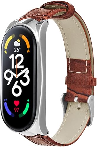 Miniatura 7 de Pulsera compatible con Xiaomi Mi Band 7, correa de reloj de cuero de repuesto suave, correa deportiva ajustable y cómoda para mujeres y hombres,